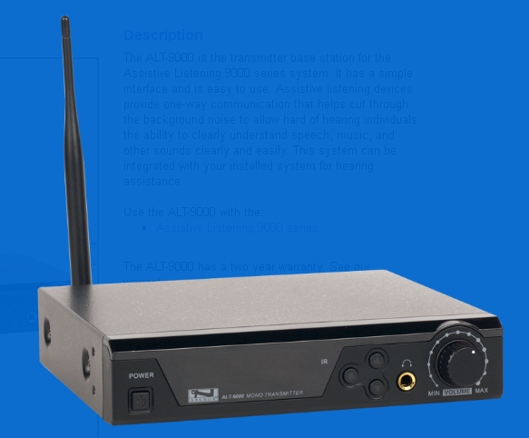 ALT-9000 ASSISTIVE LISTENING TRANSMITTER BASE STATION (902 - 928 MHZ)